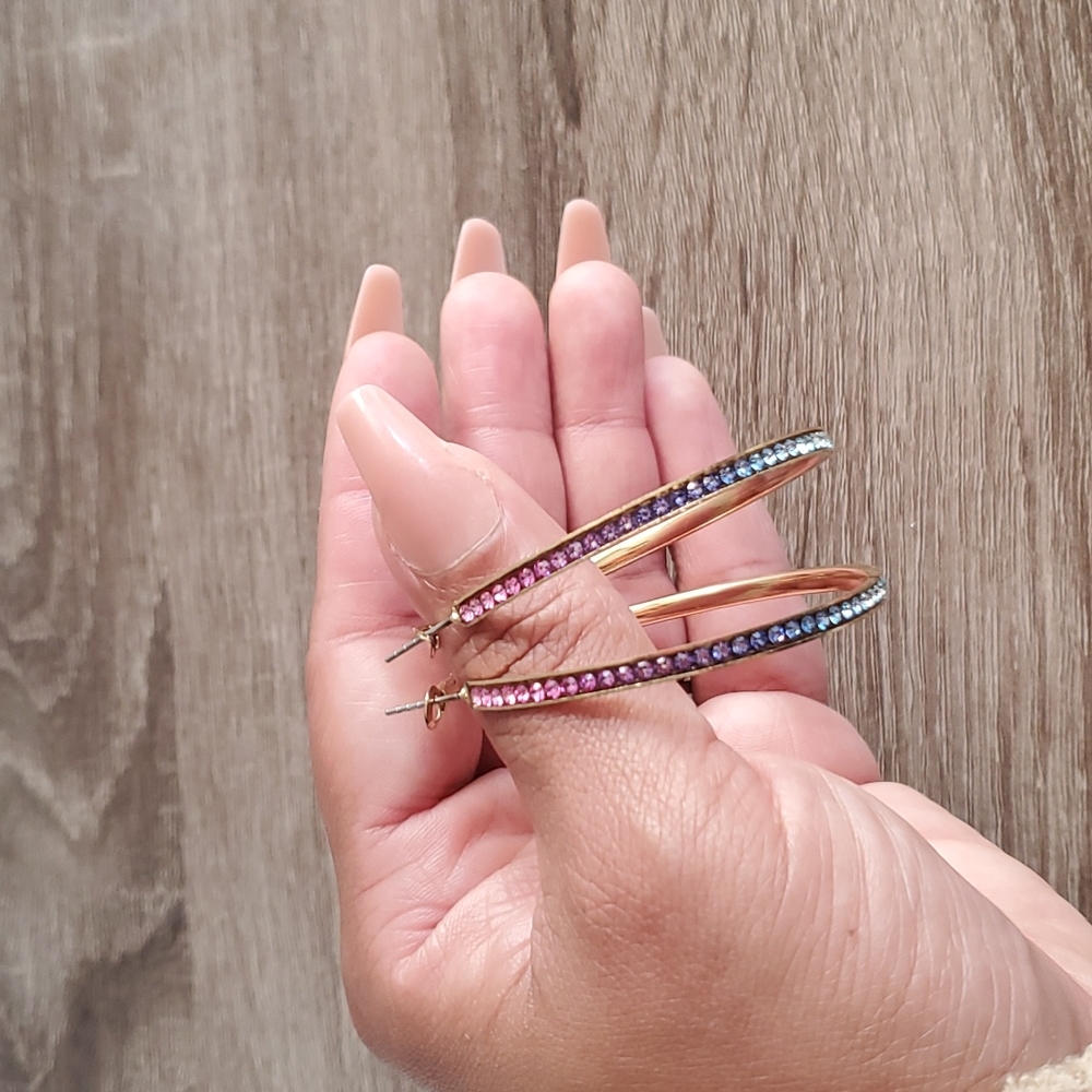 MULTI Color stone Hoop Earrings